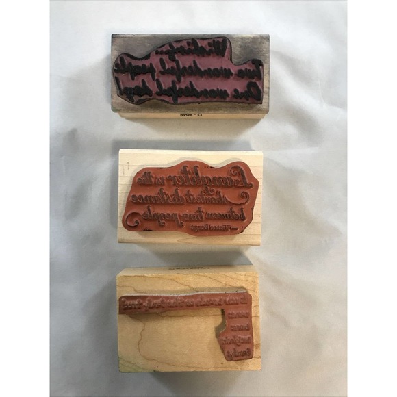 Lot of 24 Wood Mounted Rubber Crafting Stamps Words and Phrases * N3-4 - Picture 4 of 7